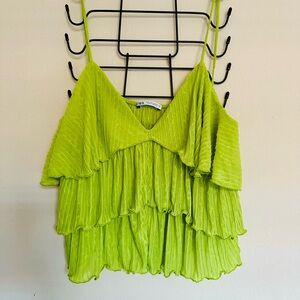 Zara Green Ruffled Camisole Top